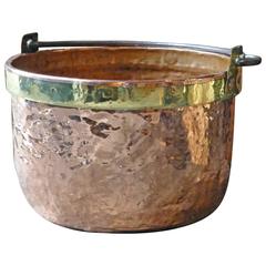 18th Century Polished Copper and Brass Log Holder, Wood Basket