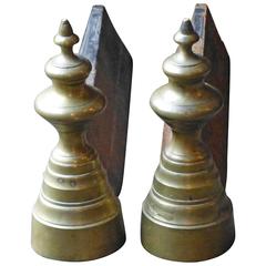 19th Century French Brass Andirons, Firedogs