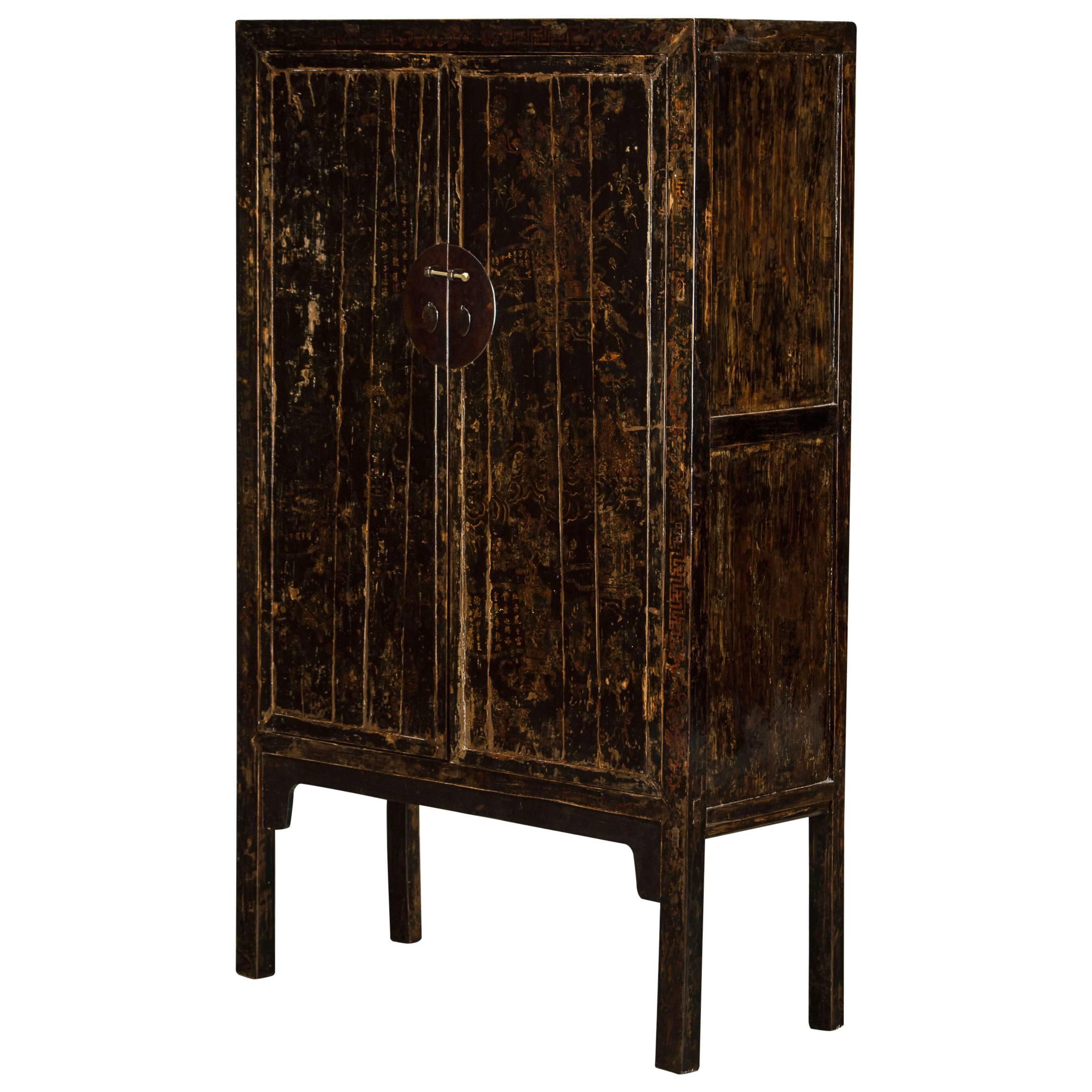 Cabinet black lacquer patinated, Shanxi Approx. 1800 For Sale