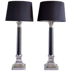 Used Pair of Corinthian Column Table Lamps