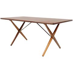 Rare Hans Wegner Oak Cross Leg Dining Table or Desk