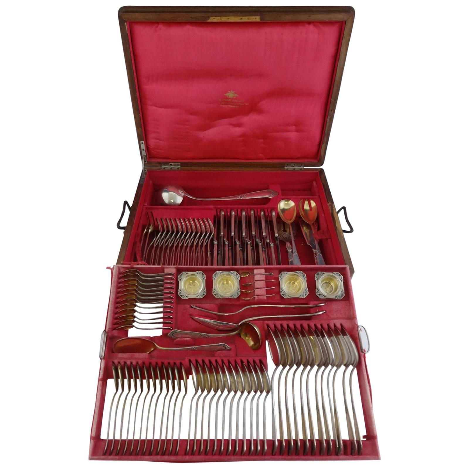 Austrian 800 Alfred Pollack Silver Flatware Set Service Fitted Box 115 Pieces