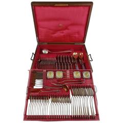Antique Austrian 800 Alfred Pollack Silver Flatware Set Service Fitted Box 115 Pieces