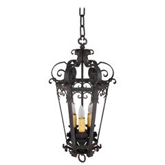 1920s Wrought Iron Pendant with Three Lights