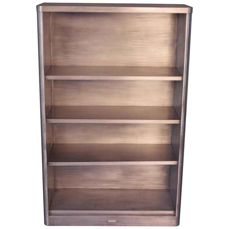 Vintage Industrial Midcentury Metal Bookcase at 1stDibs