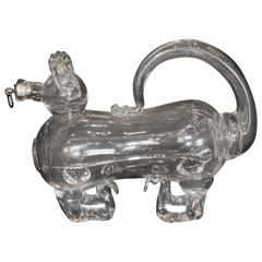 English Blown Glass Dog Decanter