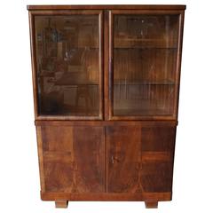 Antique Art Deco Walnut Doctor's Cabinet, 1930s