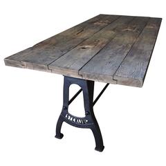 Industrial Brushed Metal Dining Table Early 20th Century