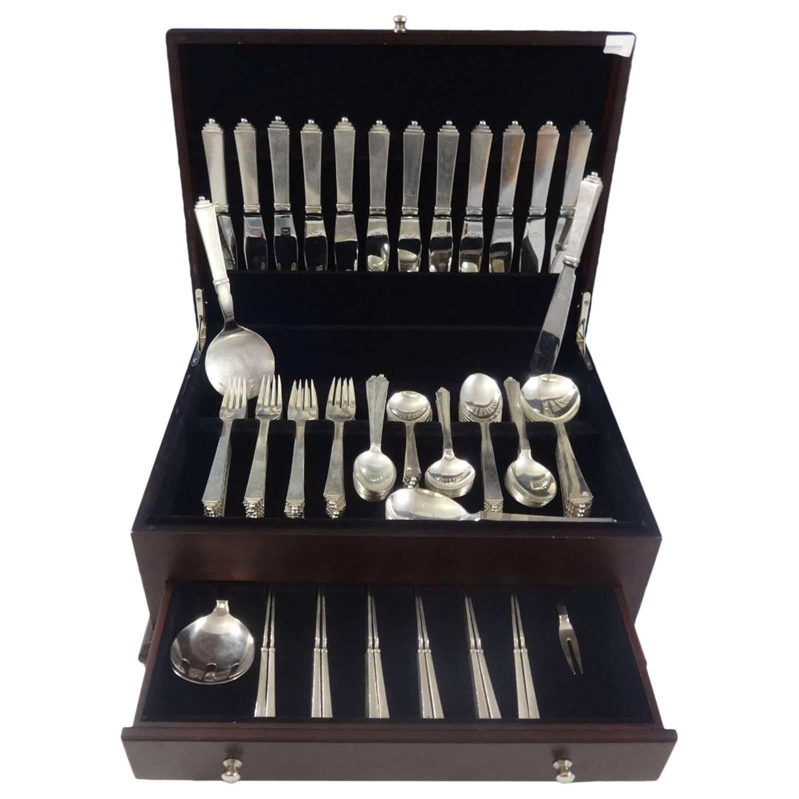 Pyramid by Georg Jensen Sterling Silver Flatware Set 12 Service 101 Pieces