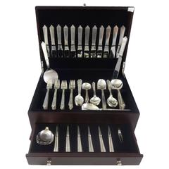 Antique Pyramid by Georg Jensen Sterling Silver Flatware Set 12 Service 101 Pieces