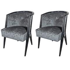 Chic Pair of Mid-Century Silver Cerused Chairs in the Manner of Harvey Probber