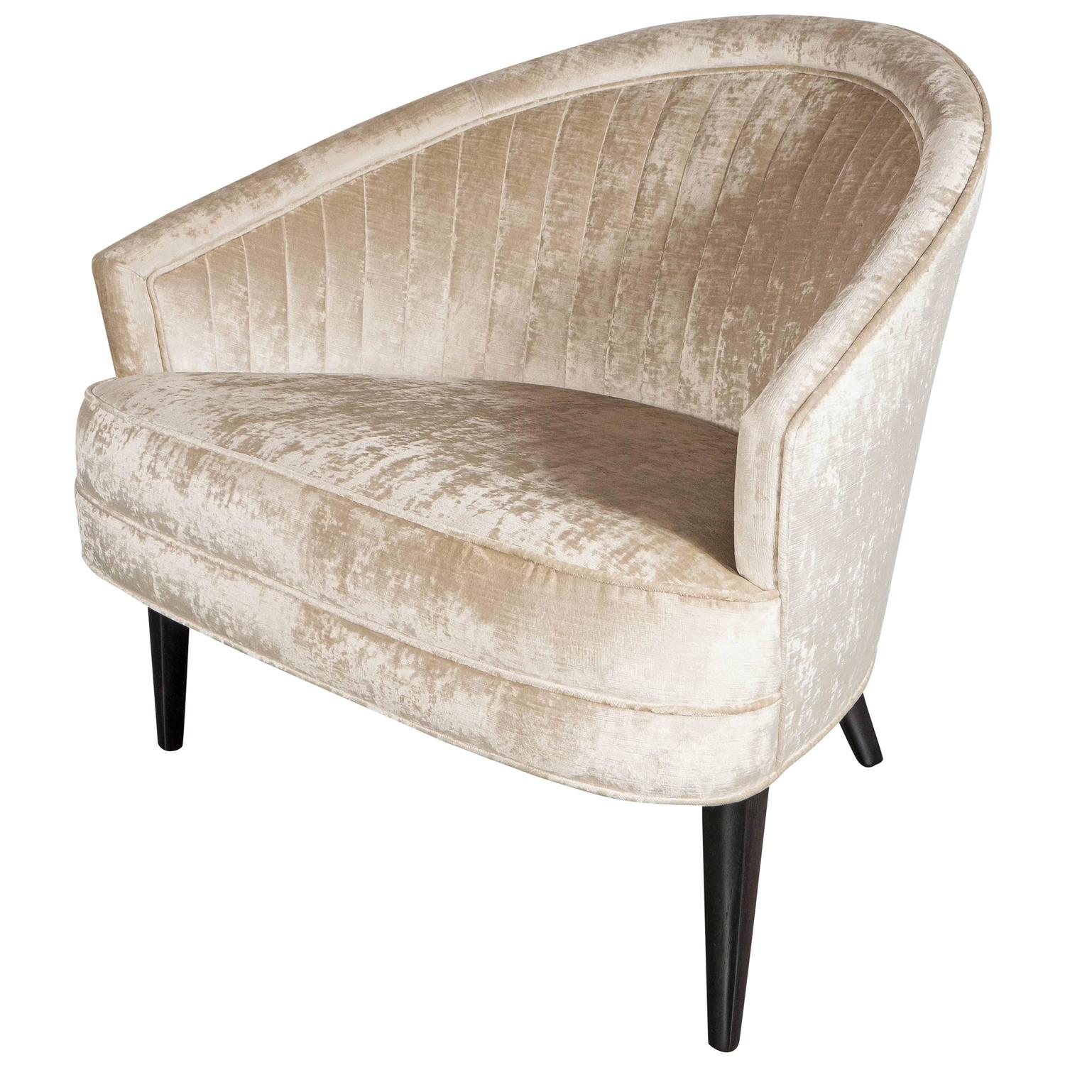 Exceptional MidCentury Modernist Channel Back Club Chair in Smoky