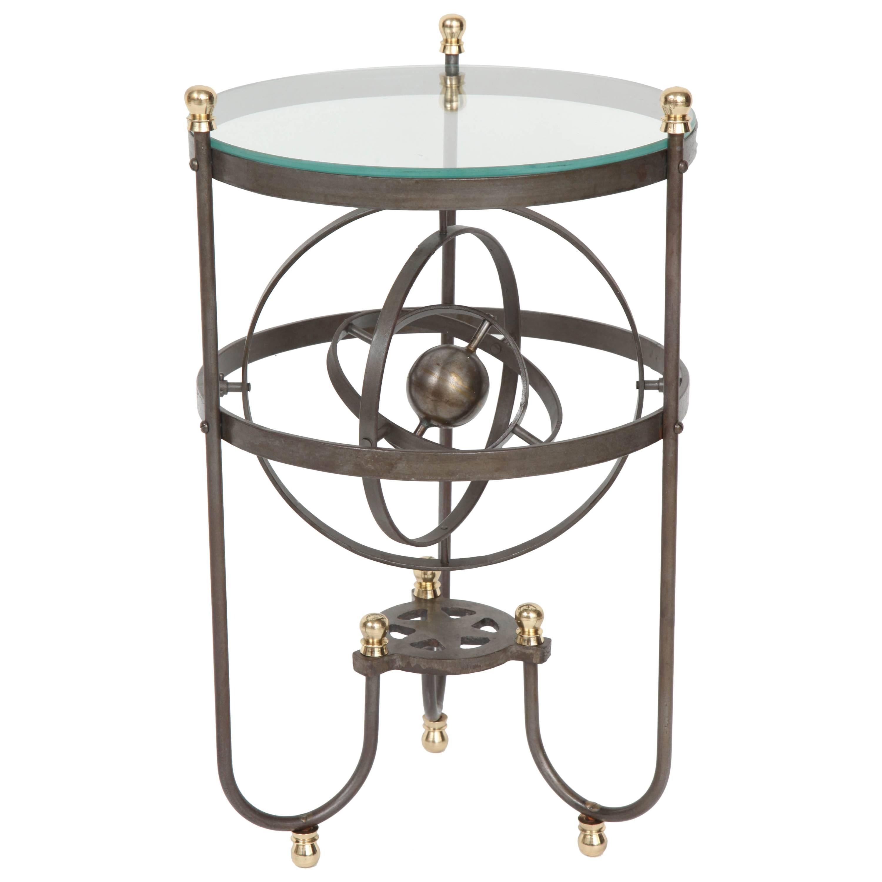 Bronze and Iron Astrolabe Side Table
