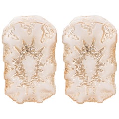 Pair of Austrian 1960s 'Eruption' Sconces in Textured Glass with Frosted Detail