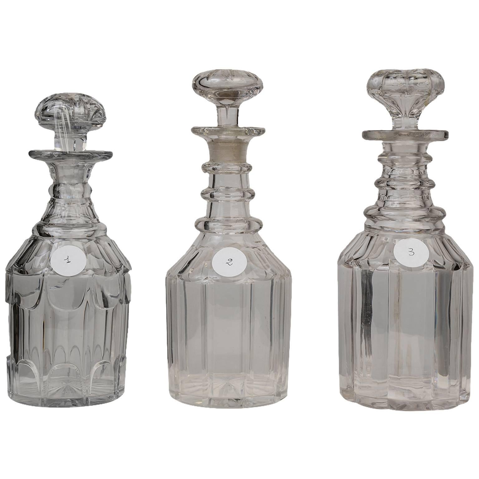 Old English Three Decanter Bottles, also Separately, also for Vodka