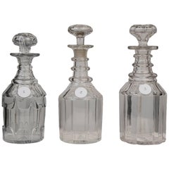 Antique Old English Three Decanter Bottles, also Separately, also for Vodka