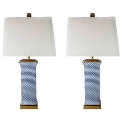 Pair of Goyard Porcelain Rectangle Lamps