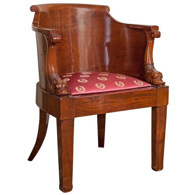 Empire Solid Mahogany Desk Chair, Early 19th Century For Sale at 1stdibs