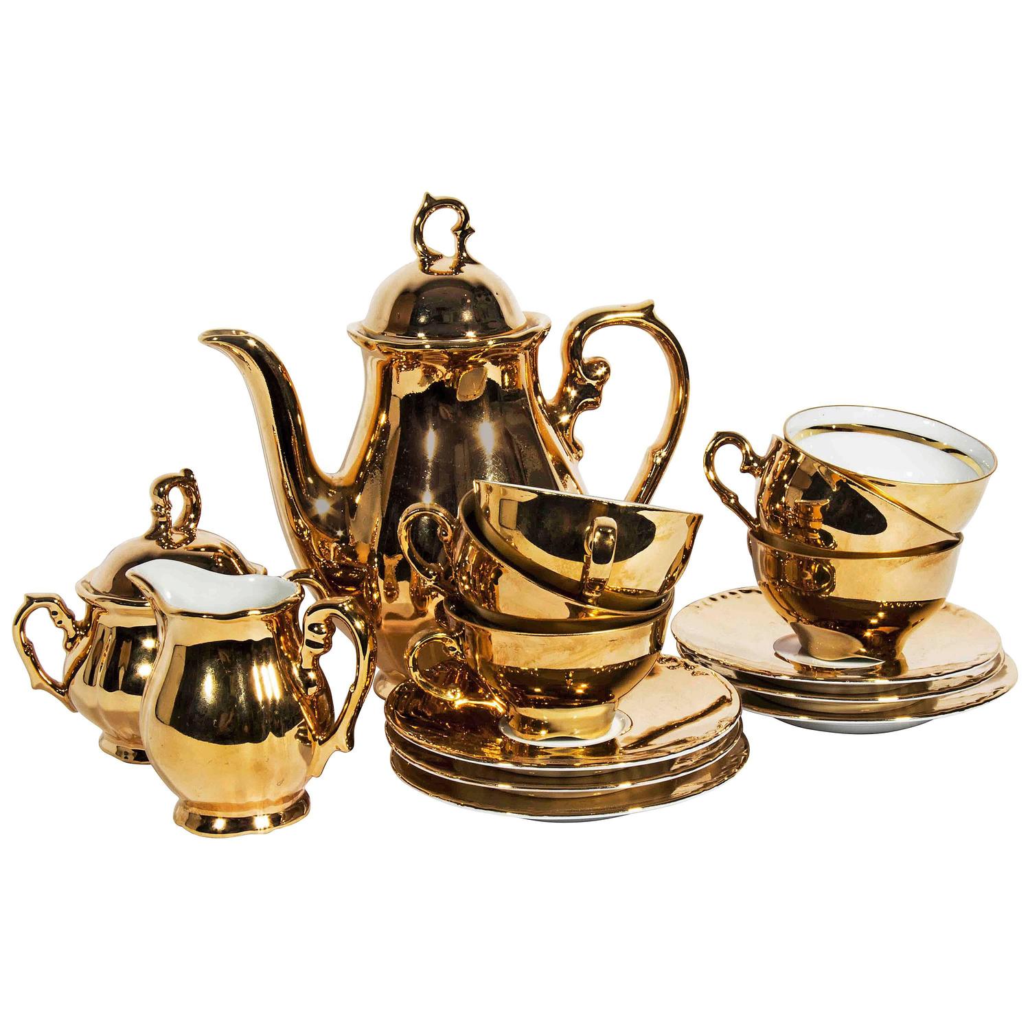 Vintage West Germany Gold Coffee Set For Six People. at 1stdibs