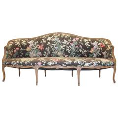 Antique Carved Wood Late 18th Century Hepplewhite Upholstered Sofa