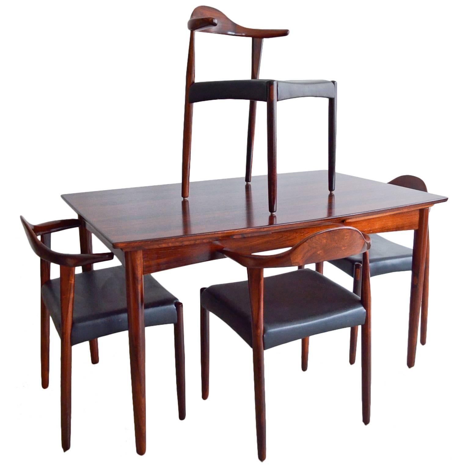 Exceptional Sculpted Rosewood Dining Set by Harry Ostergaard