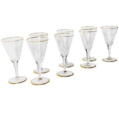 Antique Stamped Wine Glasses with Gold Trim