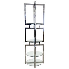 Vintage Geometric Chrome Tower Etagere in the style of Milo Baughman