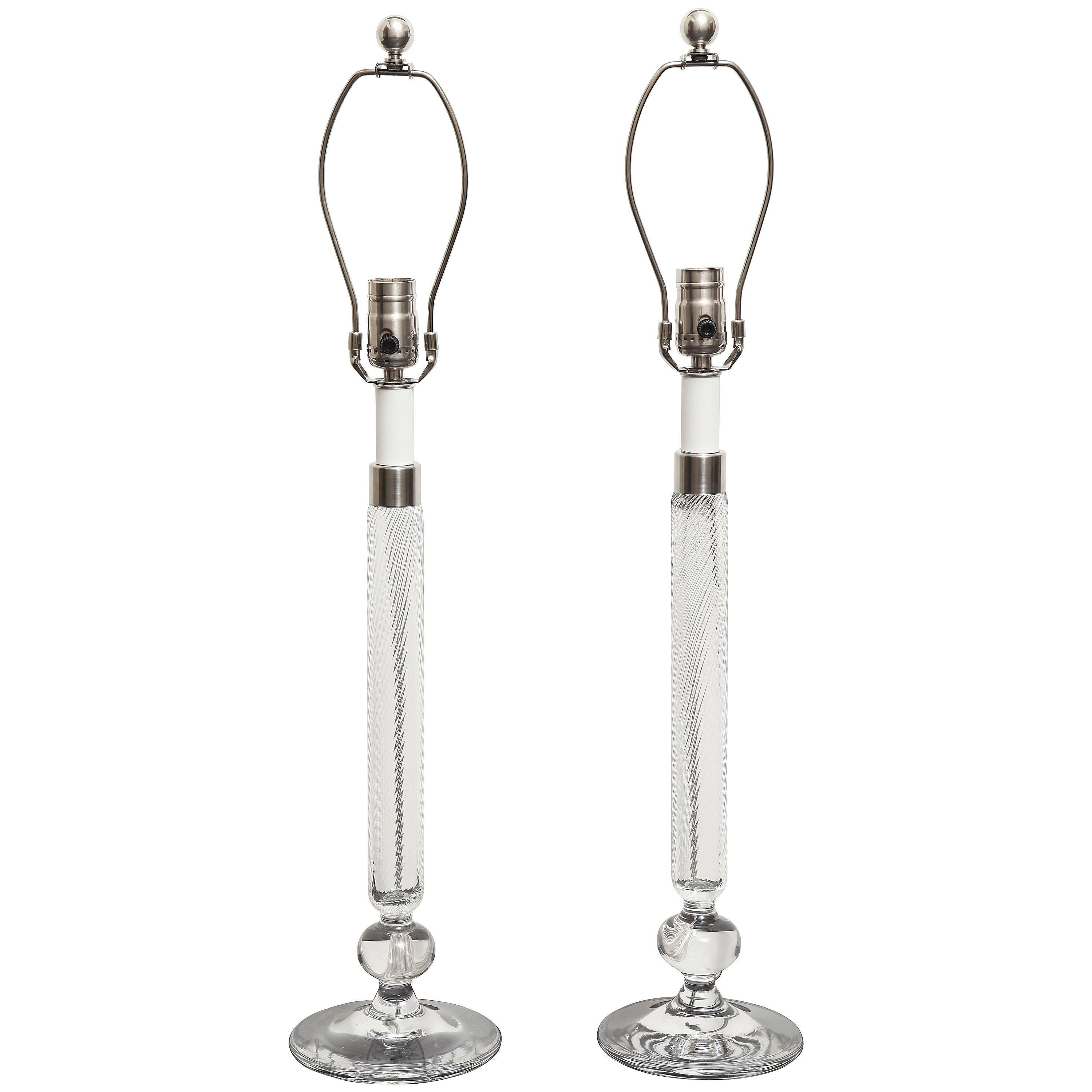 Mid Century Crystal Lamps By "ROYAL COPENHAGEN" For Sale
