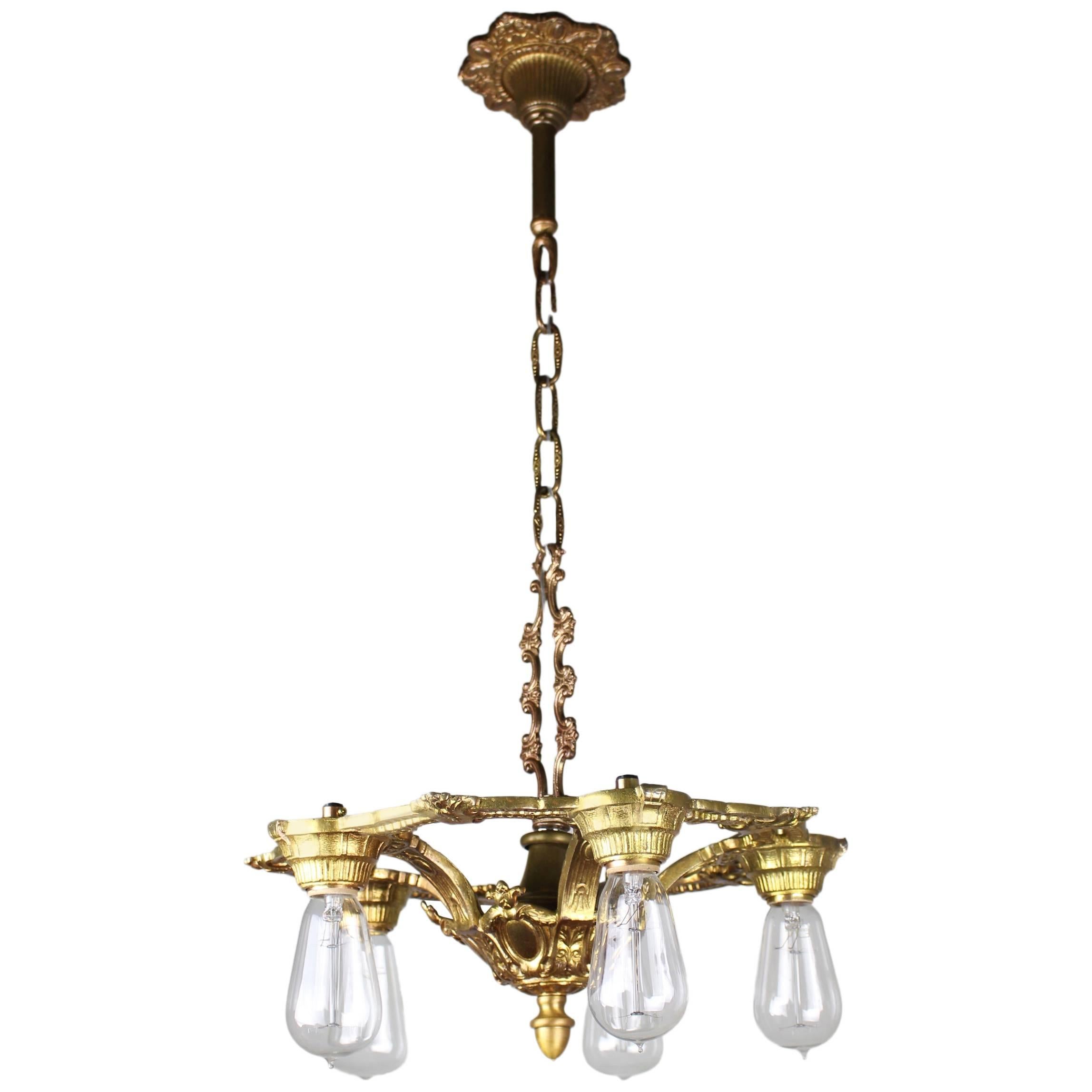 1920s Cast Brass Fixture in the Neoclassical Style