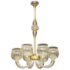 Vintage Mid-Century Venetian Glass Chandelier by "Barovier & Toso"
