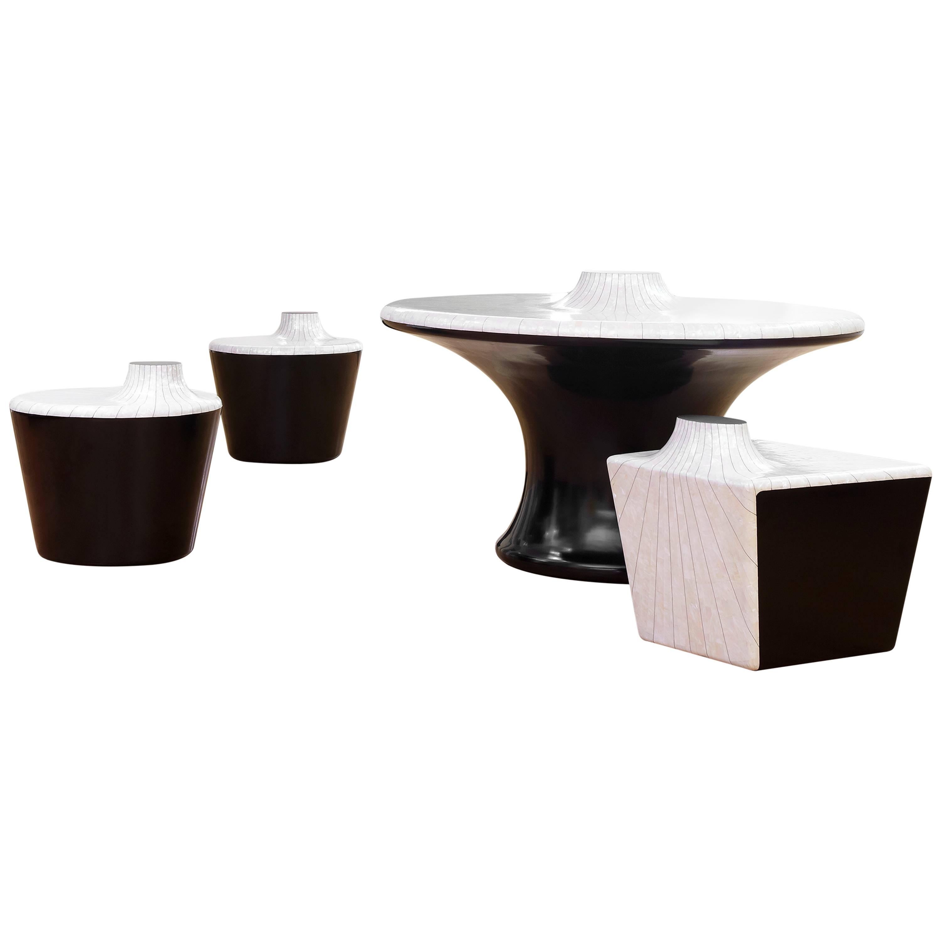 Mother of Pearl dining set by Kang Myung Sun, 2010 For Sale