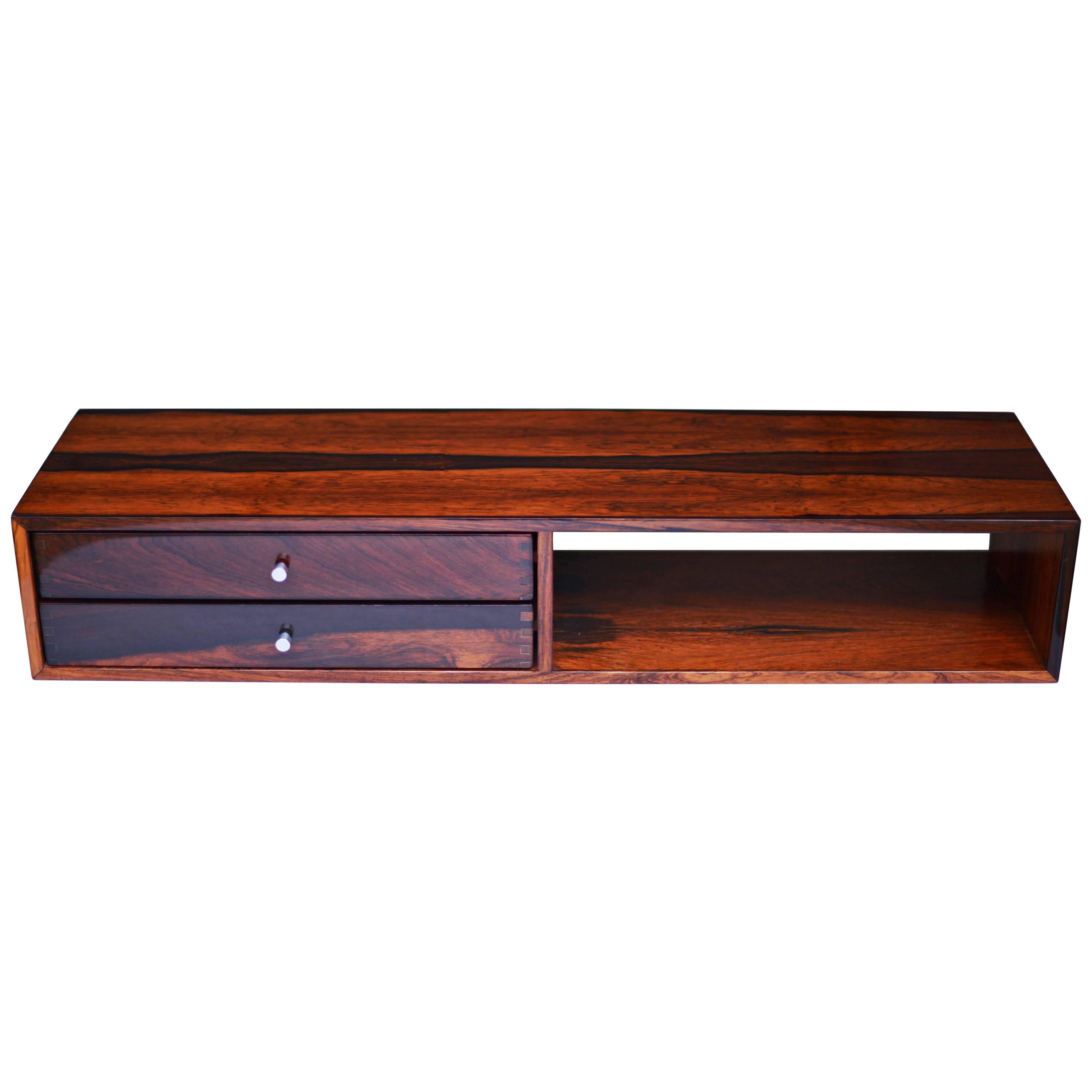 Kai Kristiansen Rare Rosewood Wall Floating Table, High Gloss Polished by Hand For Sale