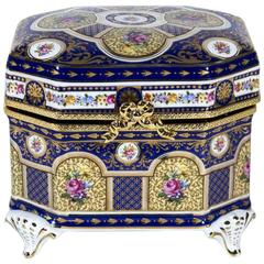 Antique Limoges Porcelain Box with 24-Karat Gold Design