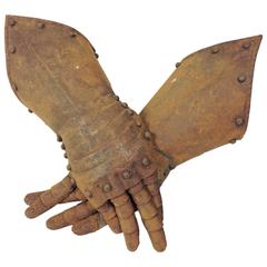Antique Victorian Armour Gauntlets in a 17th Century Style