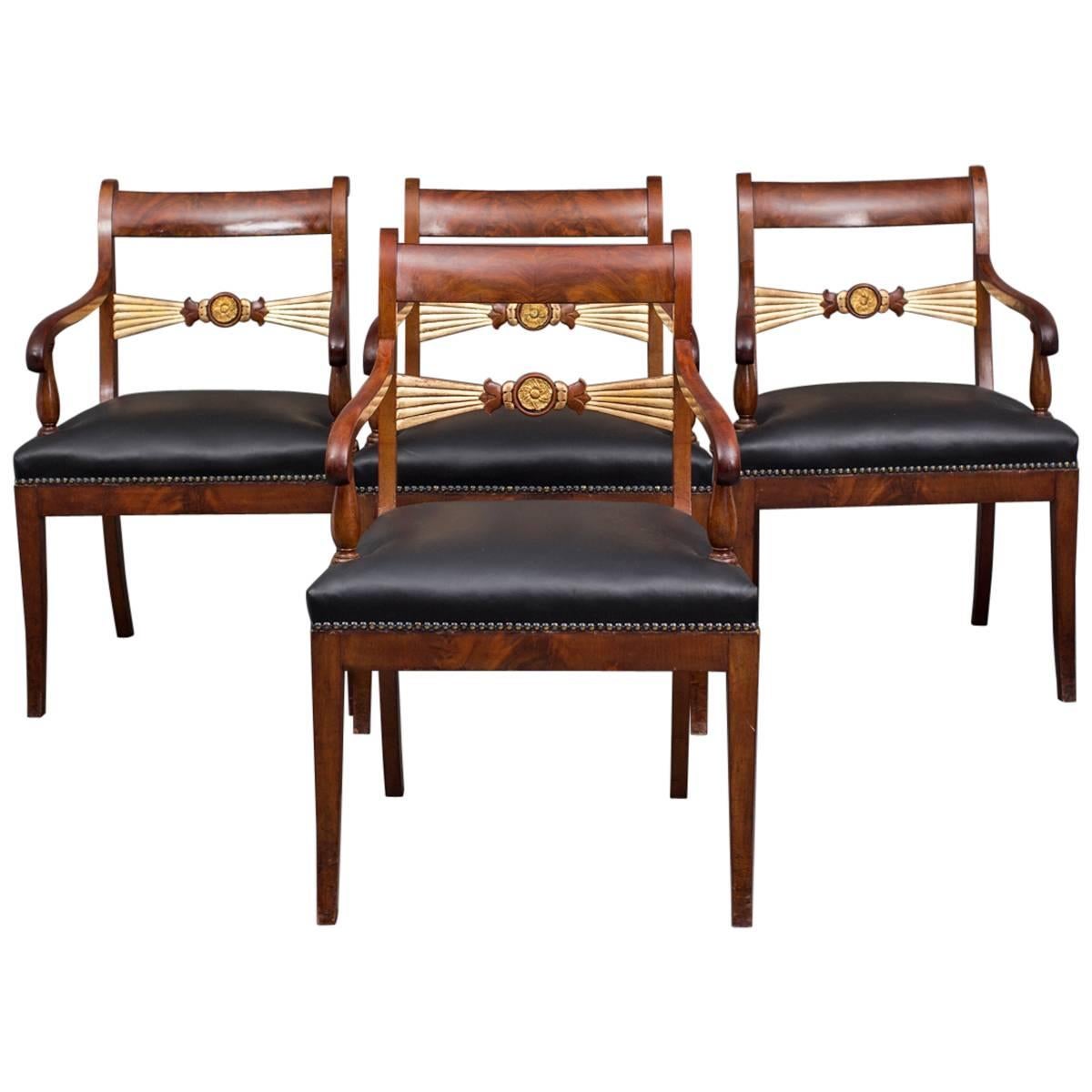 Ensemble de quatre fauteuils anglais du 19ème siècle Angleterre  en vente