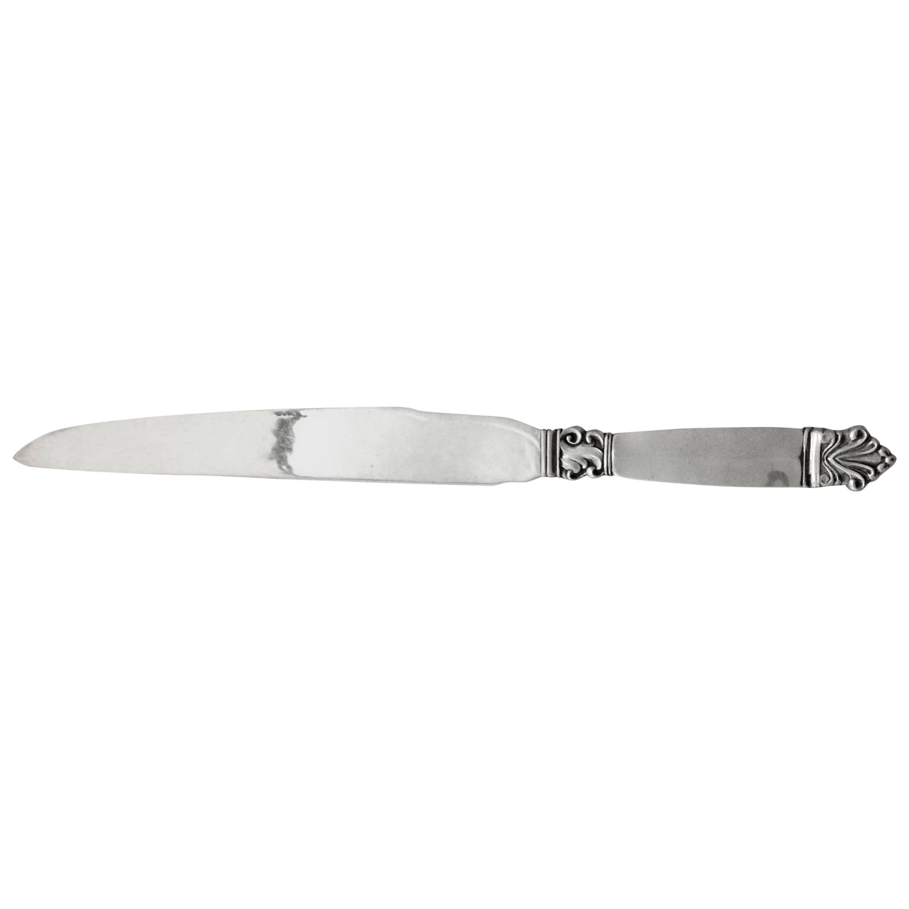 Georg Jensen Acanthus Large Silver Cake Knife in Full Silver Rare For Sale