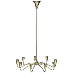 Stilnovo Brass 9 Arm Chandelier 12
