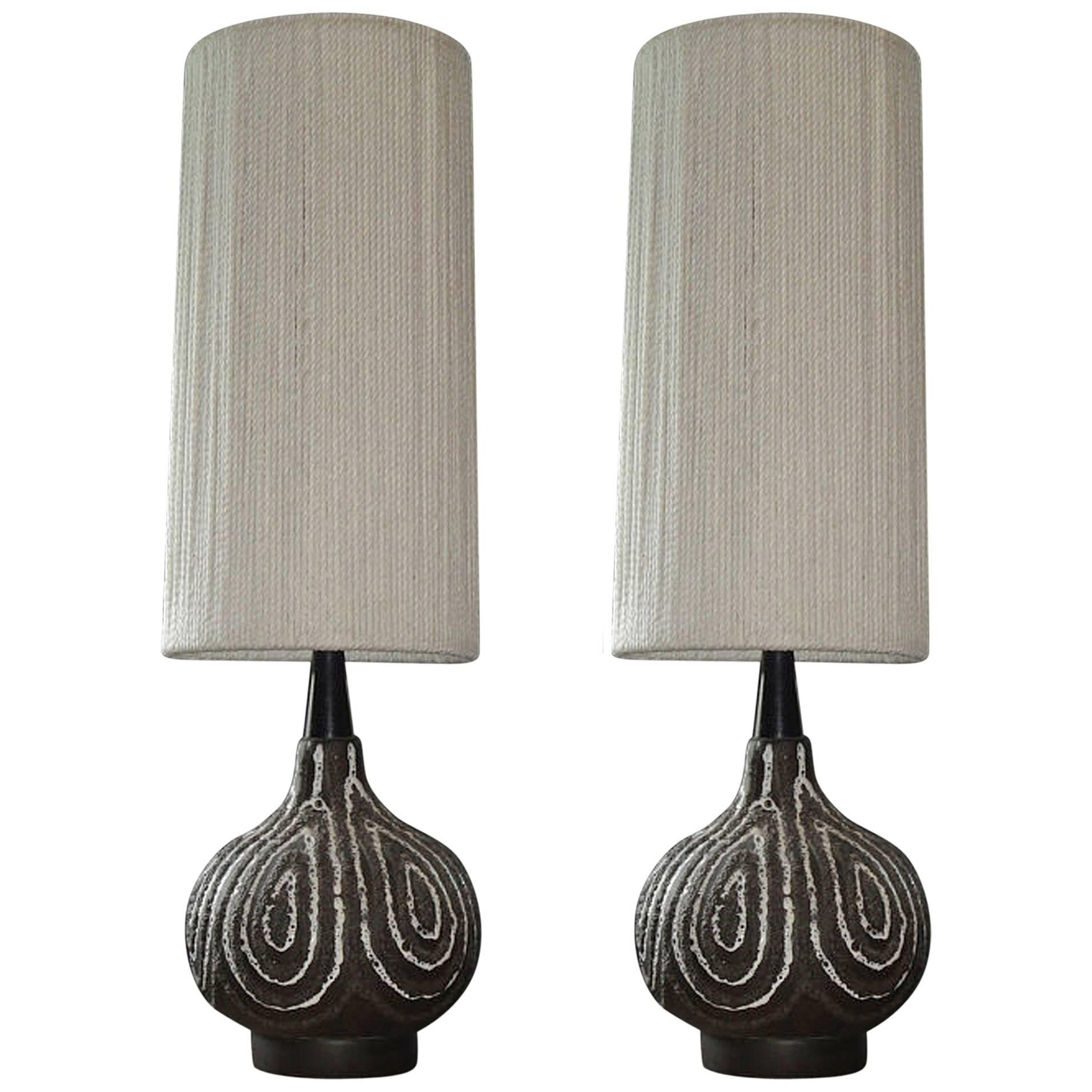 Pair of Vintage Maurice Chalvignac Table Lamps with Original Shades
