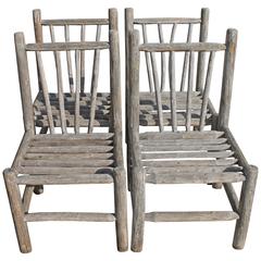 Set of Four Rustic Outdoor Hickory Chairs