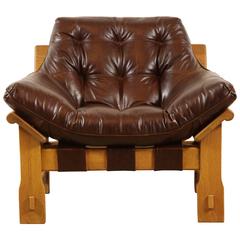 Solid Oak Lounge Chair CA 1970's