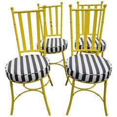 Set of Four Yellow Garden Chairs