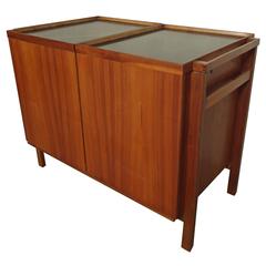 Midcentury Standing Black Top Teak Bar 9
