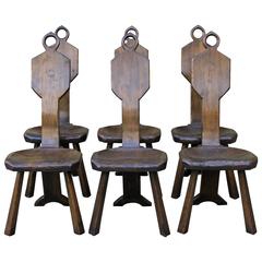 Set of Six American Primitive Side Chairs by John Barbor