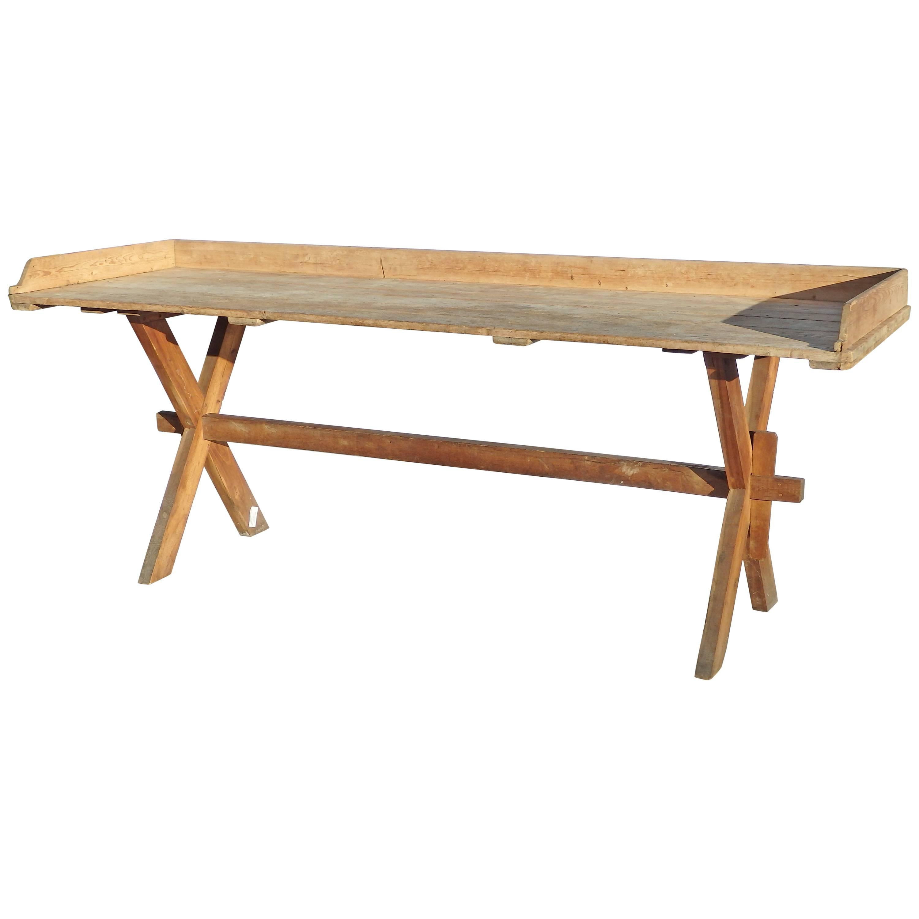 Large pine Trestle Table For Sale