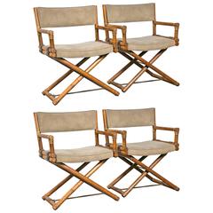 Set of Four McGuire Faux Bamboo Director Chairs