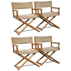Set of Four McGuire Faux Bamboo Director Chairs