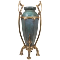 Amphora Vase en céramique monté sur bronze du début du 20e siècle par Paul Dachsel