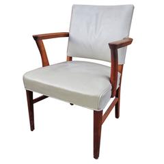 Gunlocke Cream Leather Armchairs