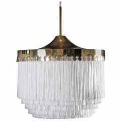 Antique Ceiling Light by Hans-Agne Jakobsson in Brass and Silk