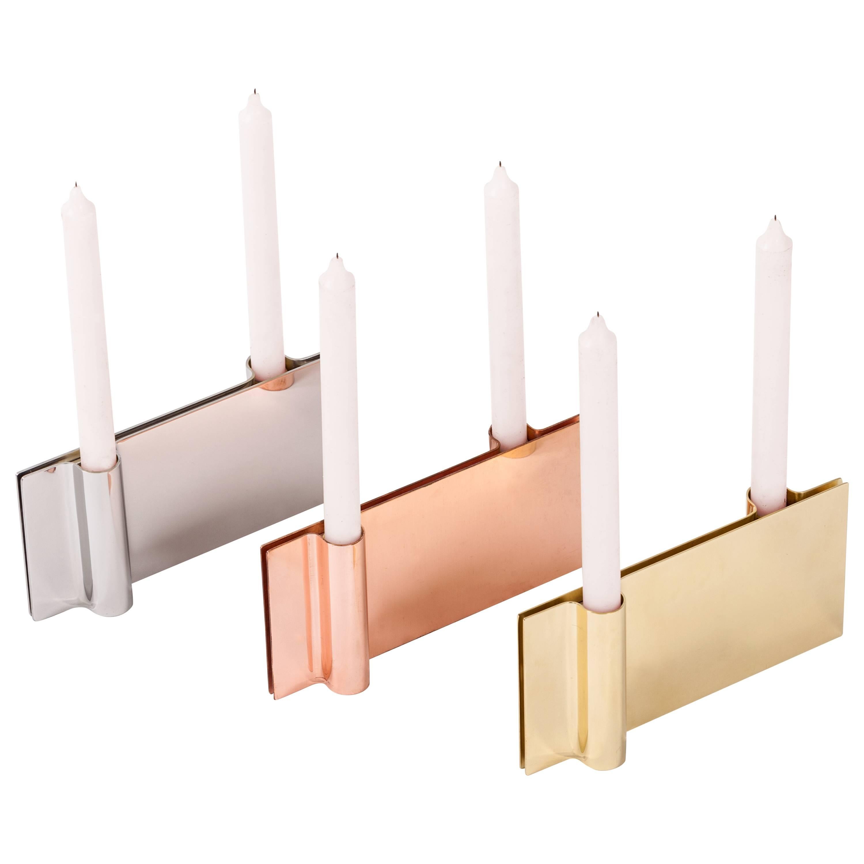 Folio Candleholders Designed by Antigone Acconci in Copper, Brass or Inox 